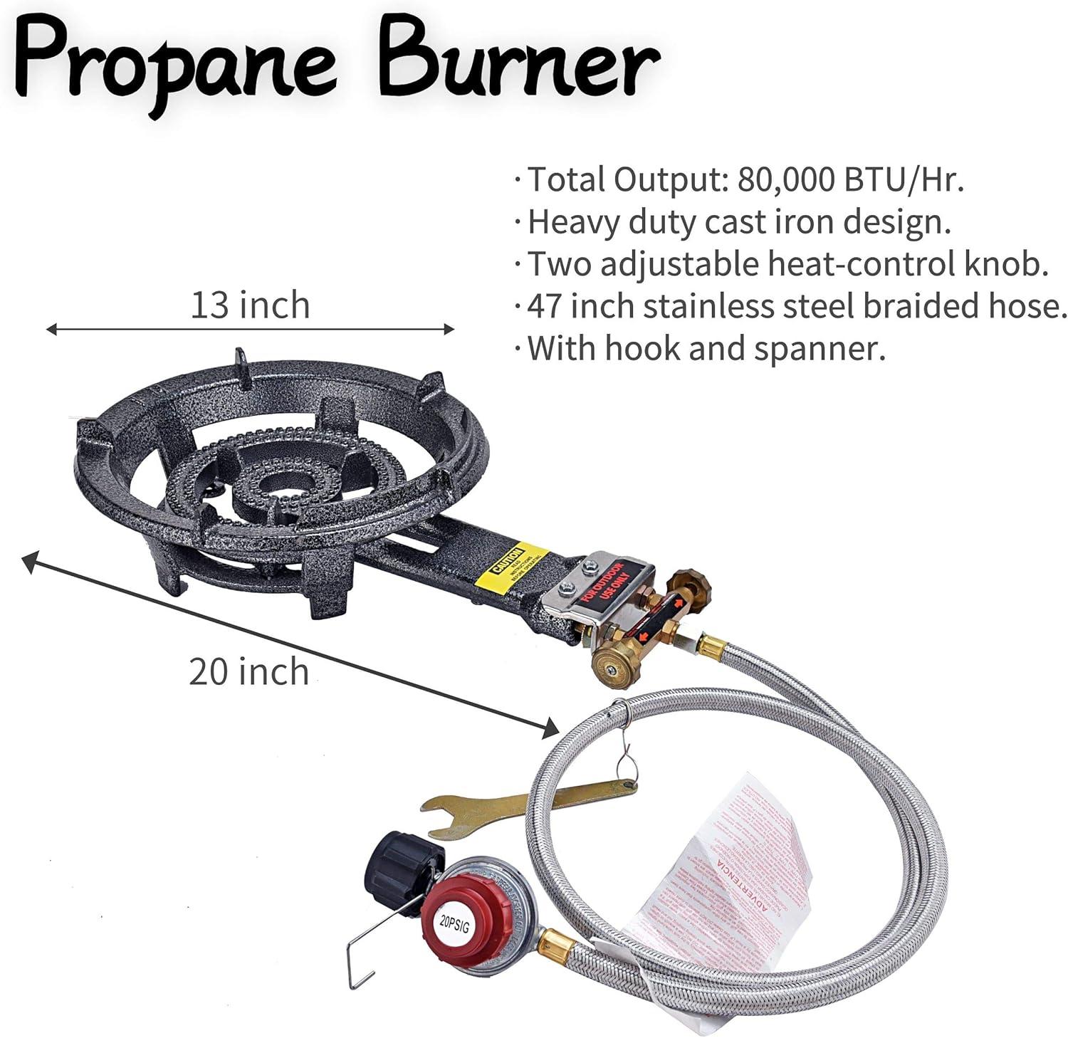 ARC 23" Heavy Duty Stainless Steel Concave Comal Set With Cast Iron Propane Burner 80,000BTU Stove and Burner Stand,Discada Disc Cooker 3 in 1. Great For Backyard Parties & Outdoor Cooking.