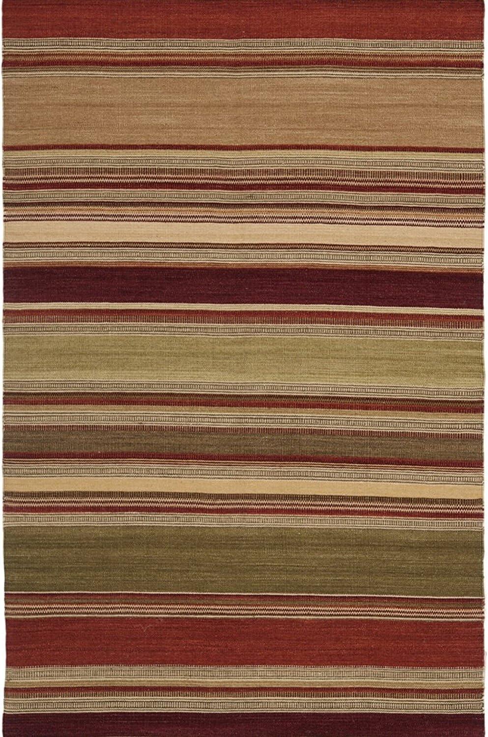 Striped Kilim STK313 Hand Woven Indoor Area Rug - Red - 4'x6' - Safavieh.