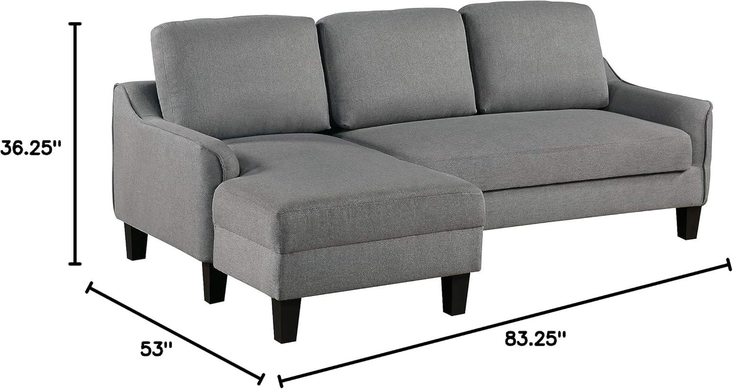 Lester Chaise Sleeper Sofa in Gray fabric with Black legs