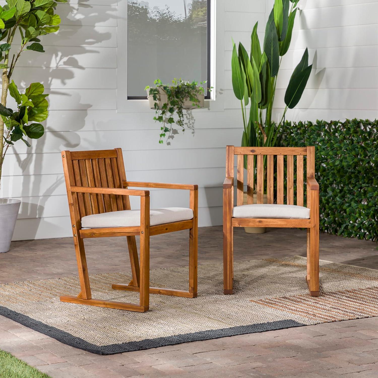 Millwood Pines Contemporary 2-Piece Solid Wood Slat-Back Patio Dining Chairs