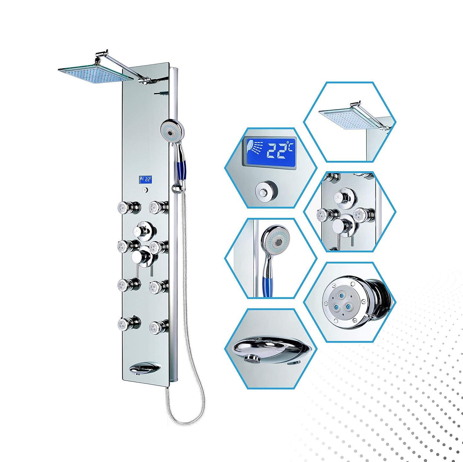 Blue Ocean 52 inch Aluminum Shower Panel With Shower Head