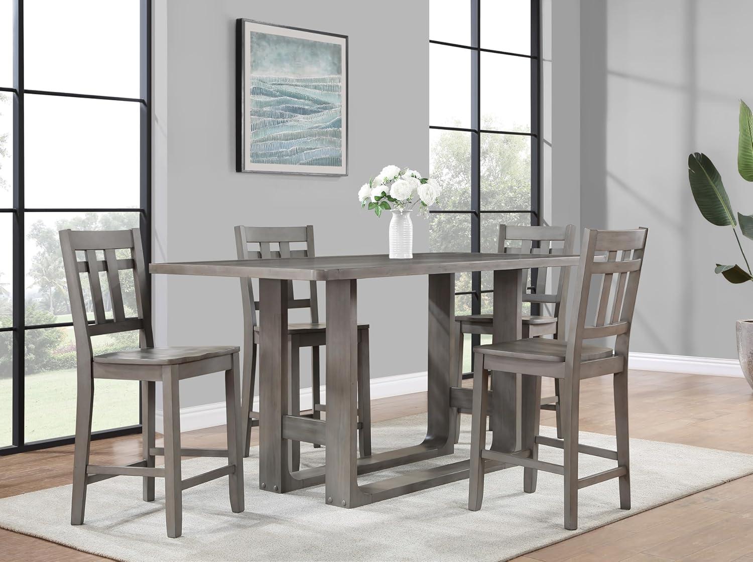 Toscana Gray Wood Counter Stool with Shaped Seat