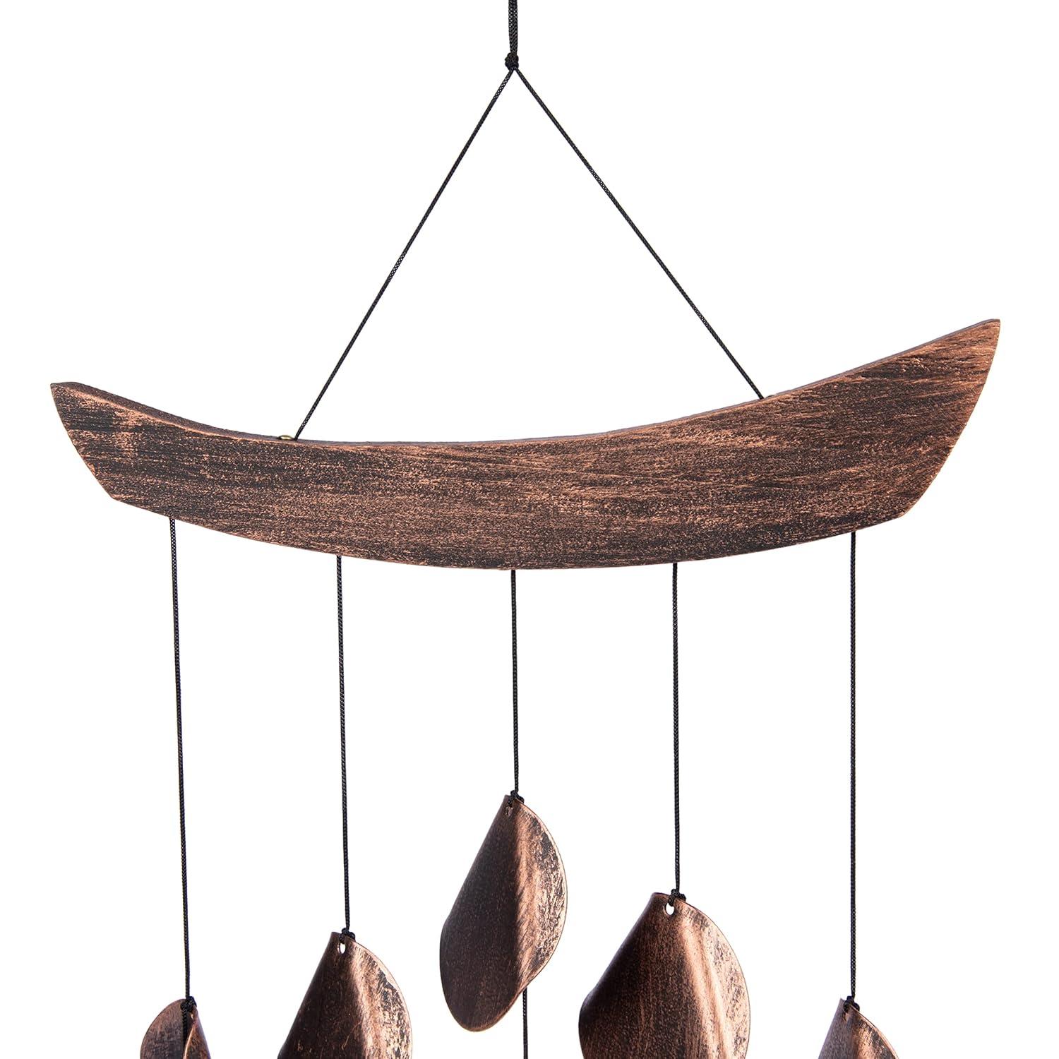 VP Home 30" H Iron Shimmering Mandala Wind Chimes for Outside, Brown