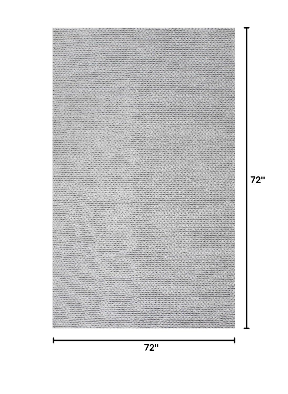 nuLOOM Penelope Braided Wool Off White 6' Farmhouse Square Rug