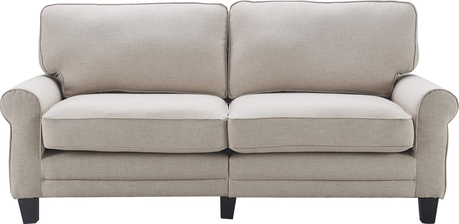 Copenhagen 73" Light Gray Fabric Sofa with Pillowed Back and Rounded Arms