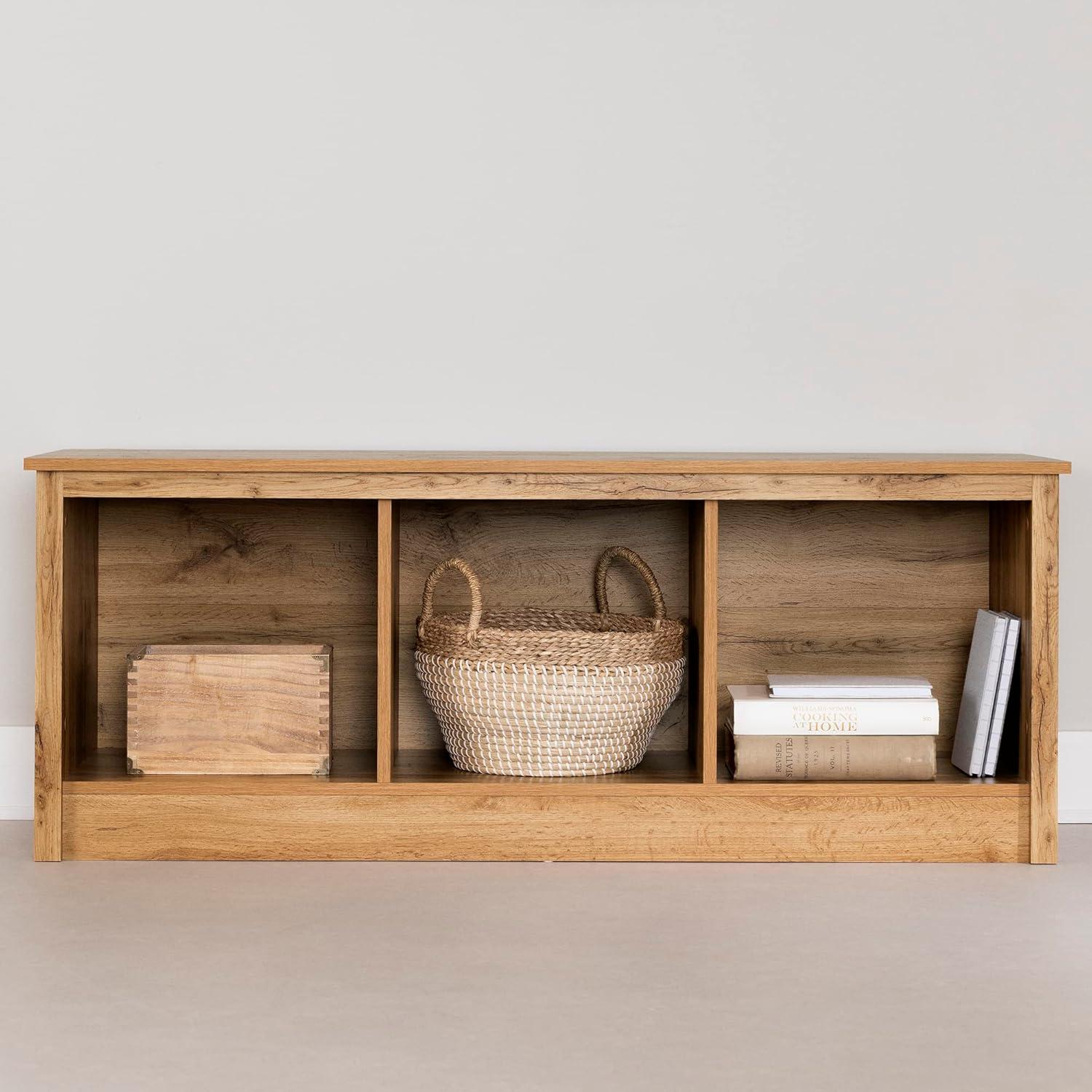 Rubbed Black Farmhouse Storage Bench with Open Compartments