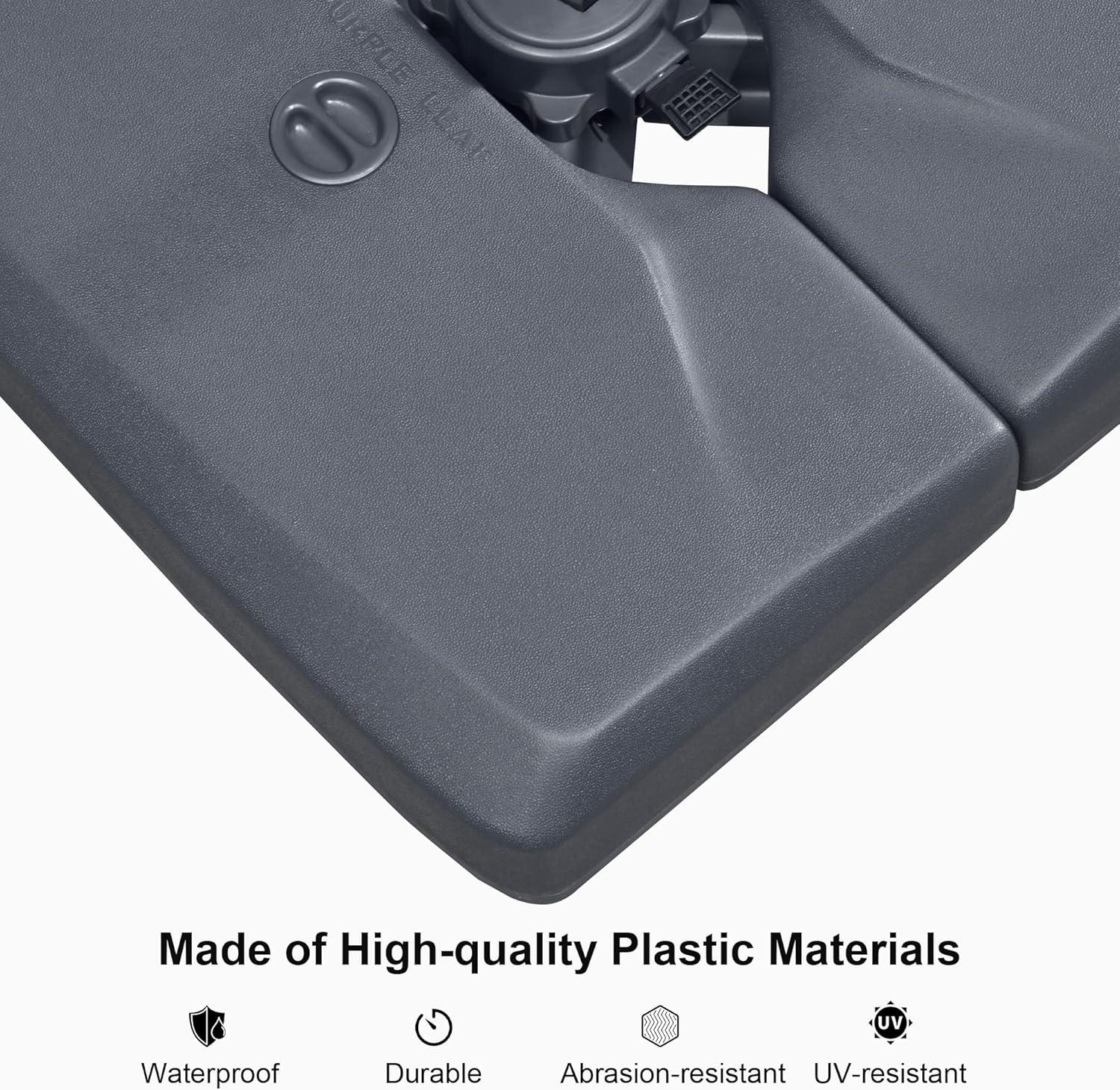 PURPLE LEAF 264 lBS Heavy Duty Patio Umbrella Base XBS540 Deck Offset Cantilever Umbrella Base Sand/Water Filled Square for Outdoor Gardern Backyard