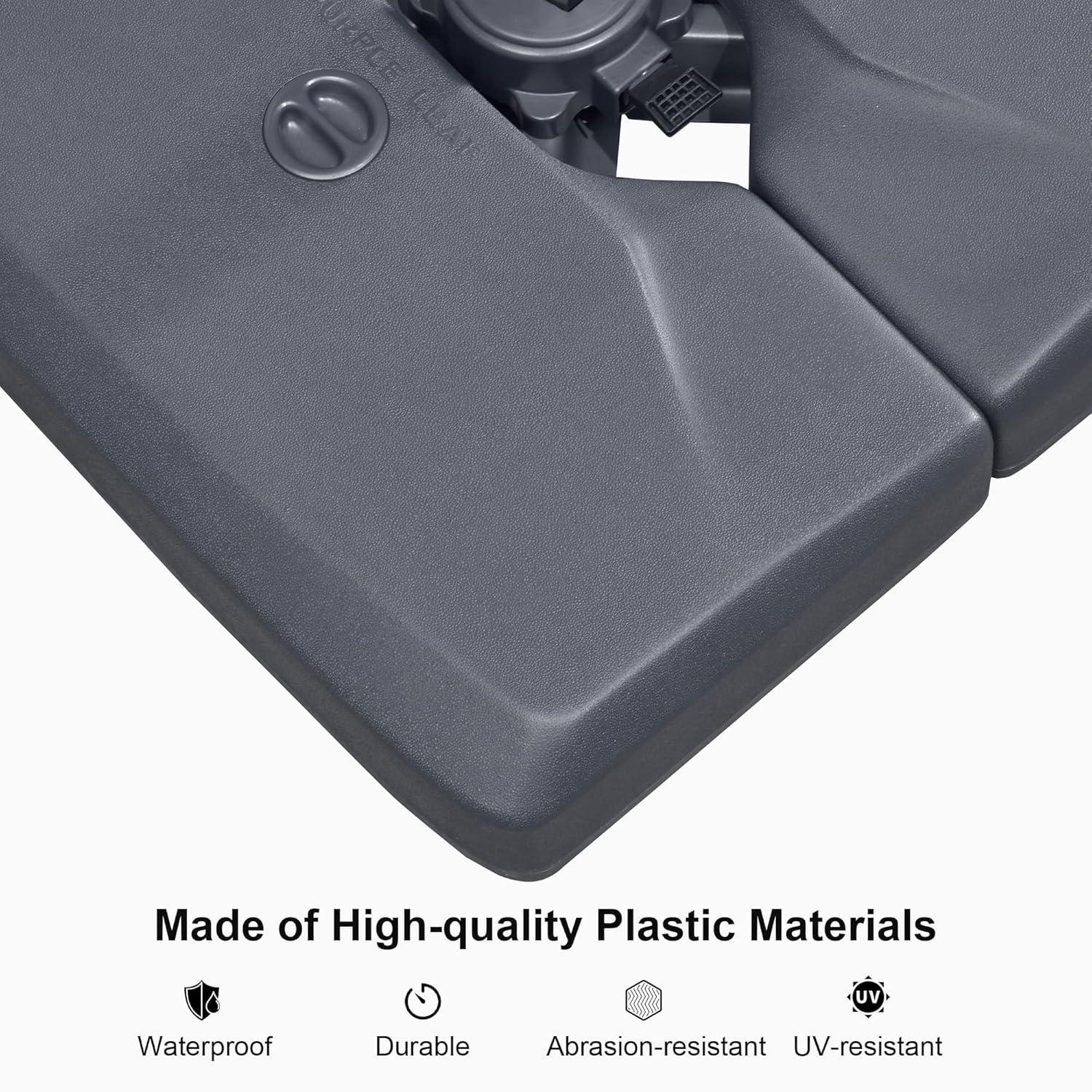 PURPLE LEAF 264 lBS Heavy Duty Patio Umbrella Base XBS540 Deck Offset Cantilever Umbrella Base Sand/Water Filled Square for Outdoor Gardern Backyard