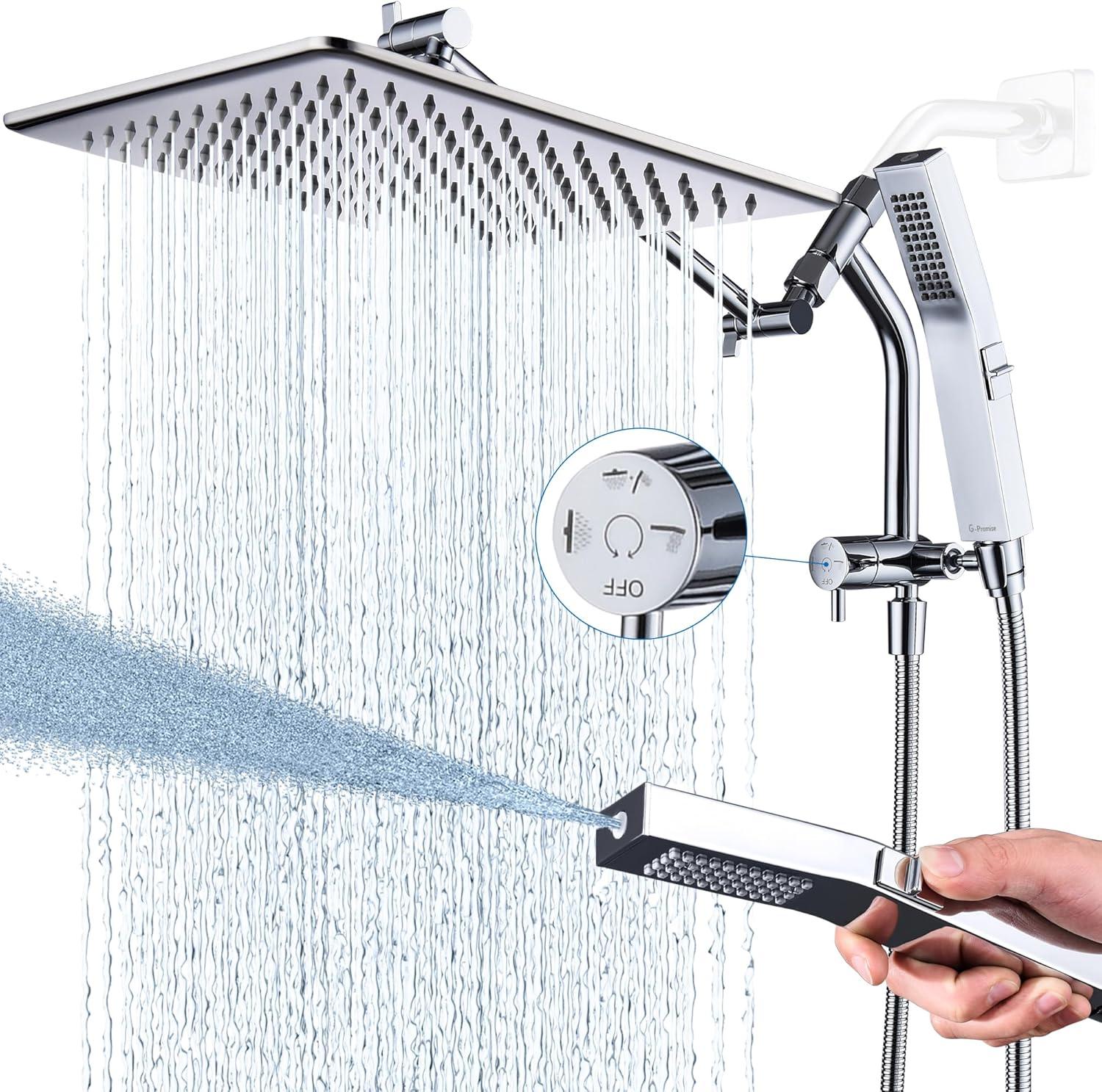 12 inches All Metal Rain Dual Shower Head