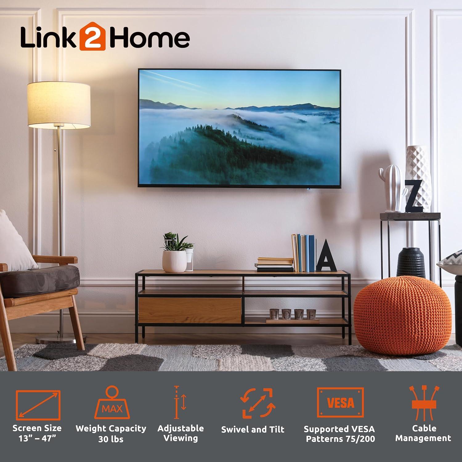 FULL MOTION TV wall mount for 13''-47'' Flat Panel TVs up to 30 lbs.
