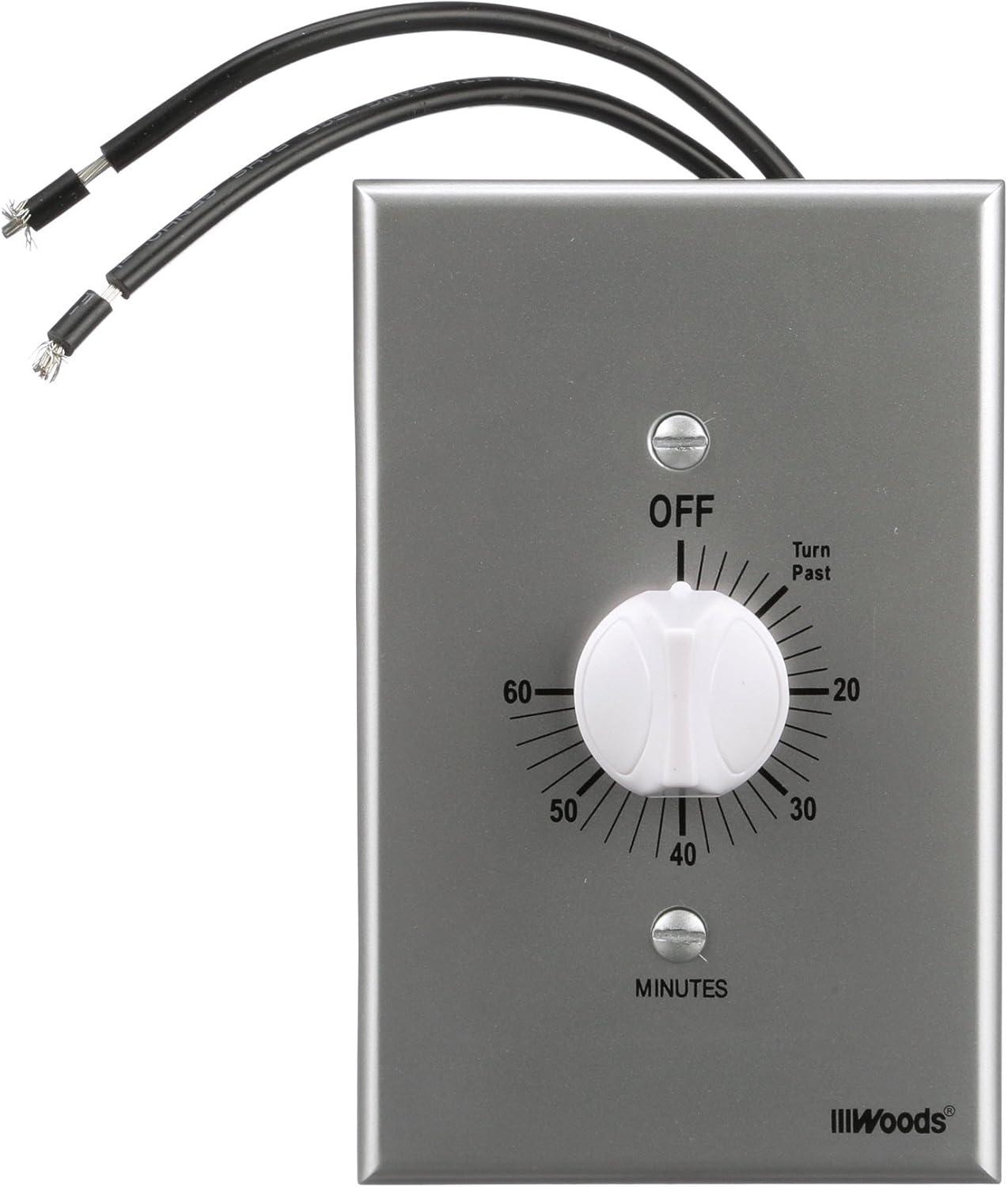 Woods 59719WD 60-Minute Spring Wound Timer with Gray Wall Plate