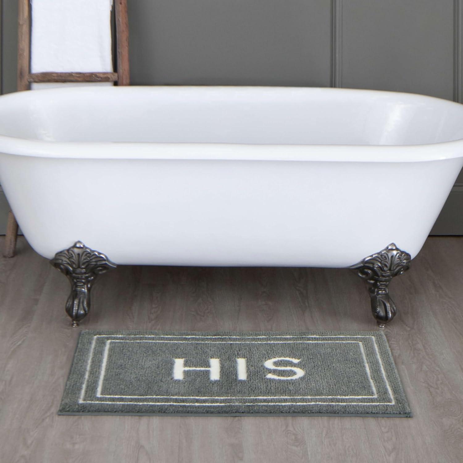 Mohawk Home His Knited Washable Polyester Non-Slip Bath Mat, Pewter, 1'5" x 2'
