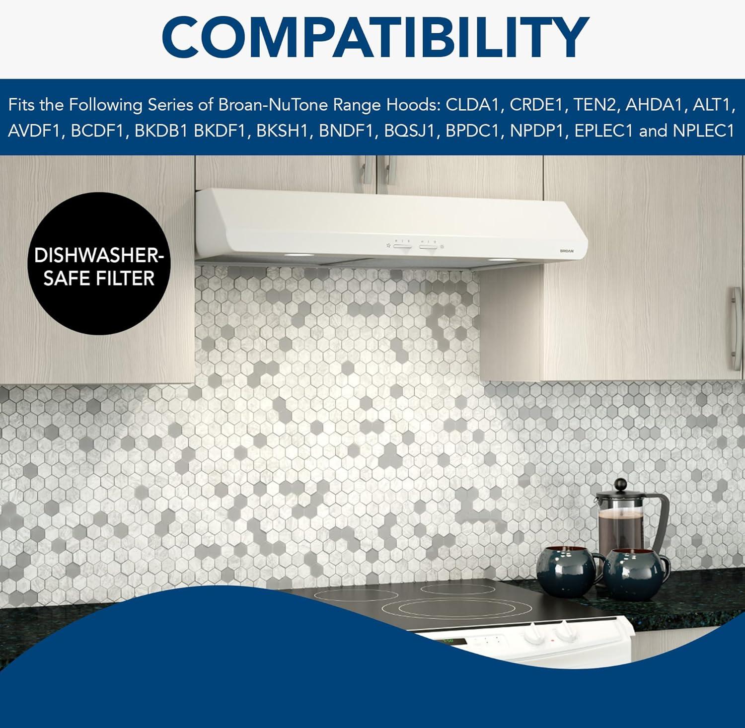 Broan-NuTone HPFAMM30 Replacement Micro Mesh Aluminum Grease Filters (C2) for 30 Range Hoods, (2-Pack)