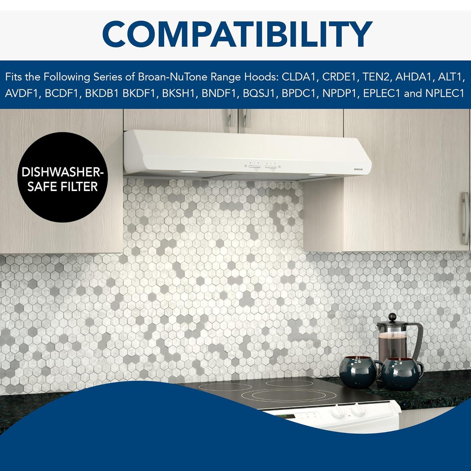 Broan-NuTone HPFAMM30 Replacement Micro Mesh Aluminum Grease Filters (C2) for 30 Range Hoods, (2-Pack)