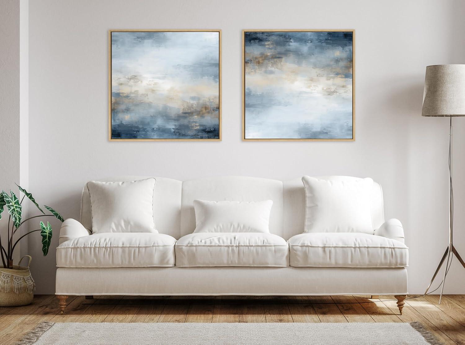 Kate & Laurel All Things Decor 30"x30" Tonal Abstract Blue Framed Canvas by The Creative Bunch Studio Natural