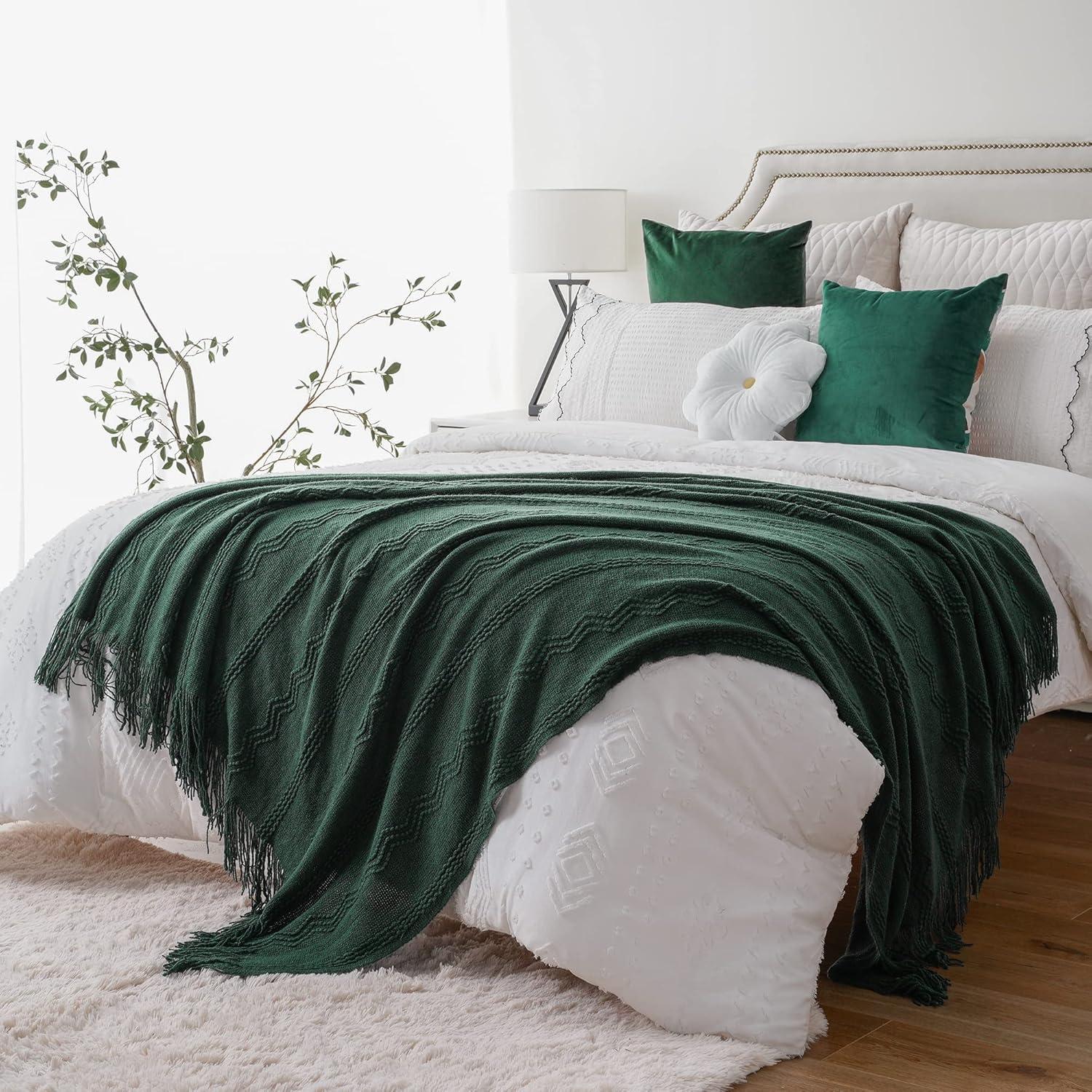 Battilo Home Throw Blanket for Couch, Textured Soft Throw Blankets, Decorative Knitted Blanket for Home Living Room Decor, 50"x60"