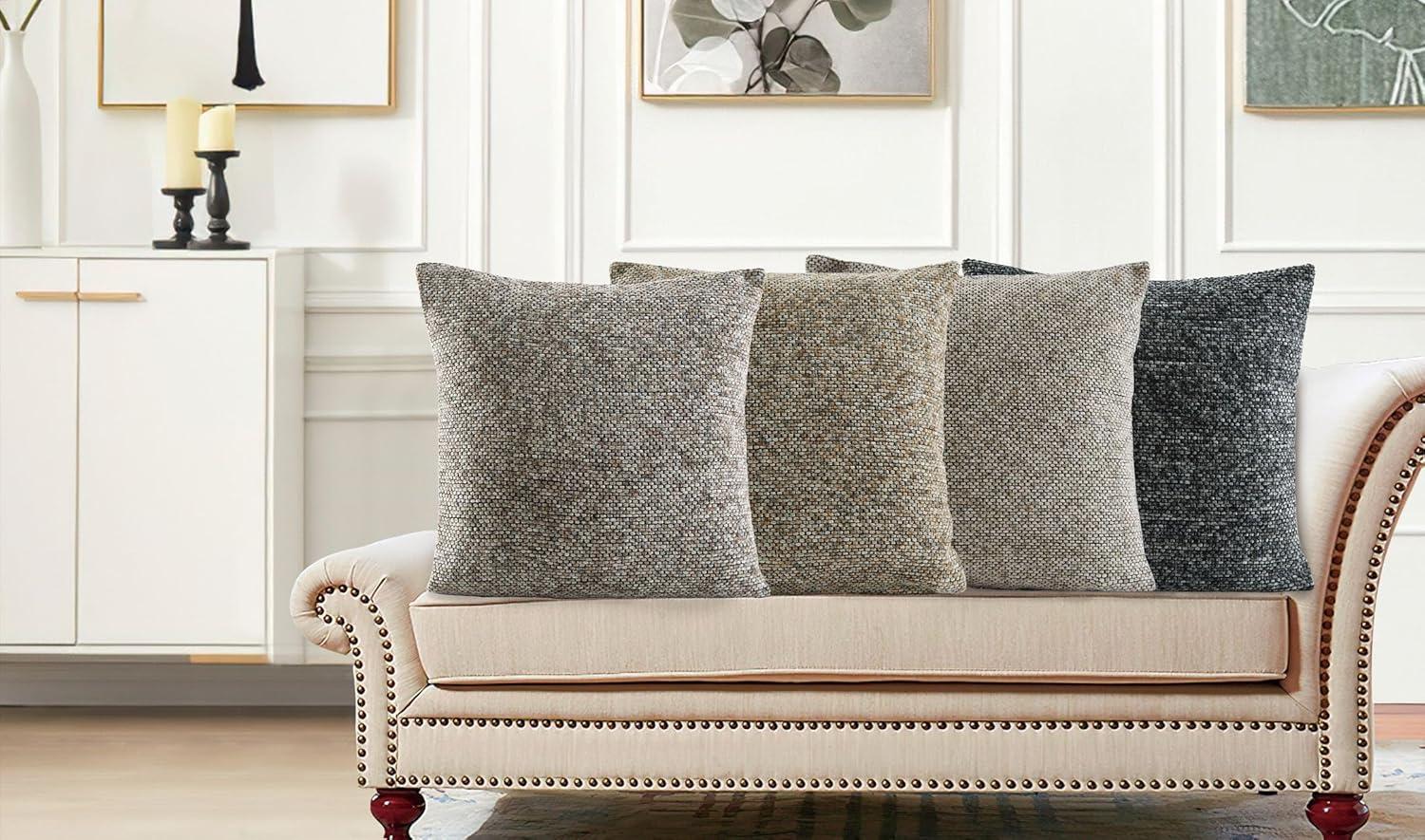 Violet Linen Chenille Classic Basketweave Pattern Pillow Cover