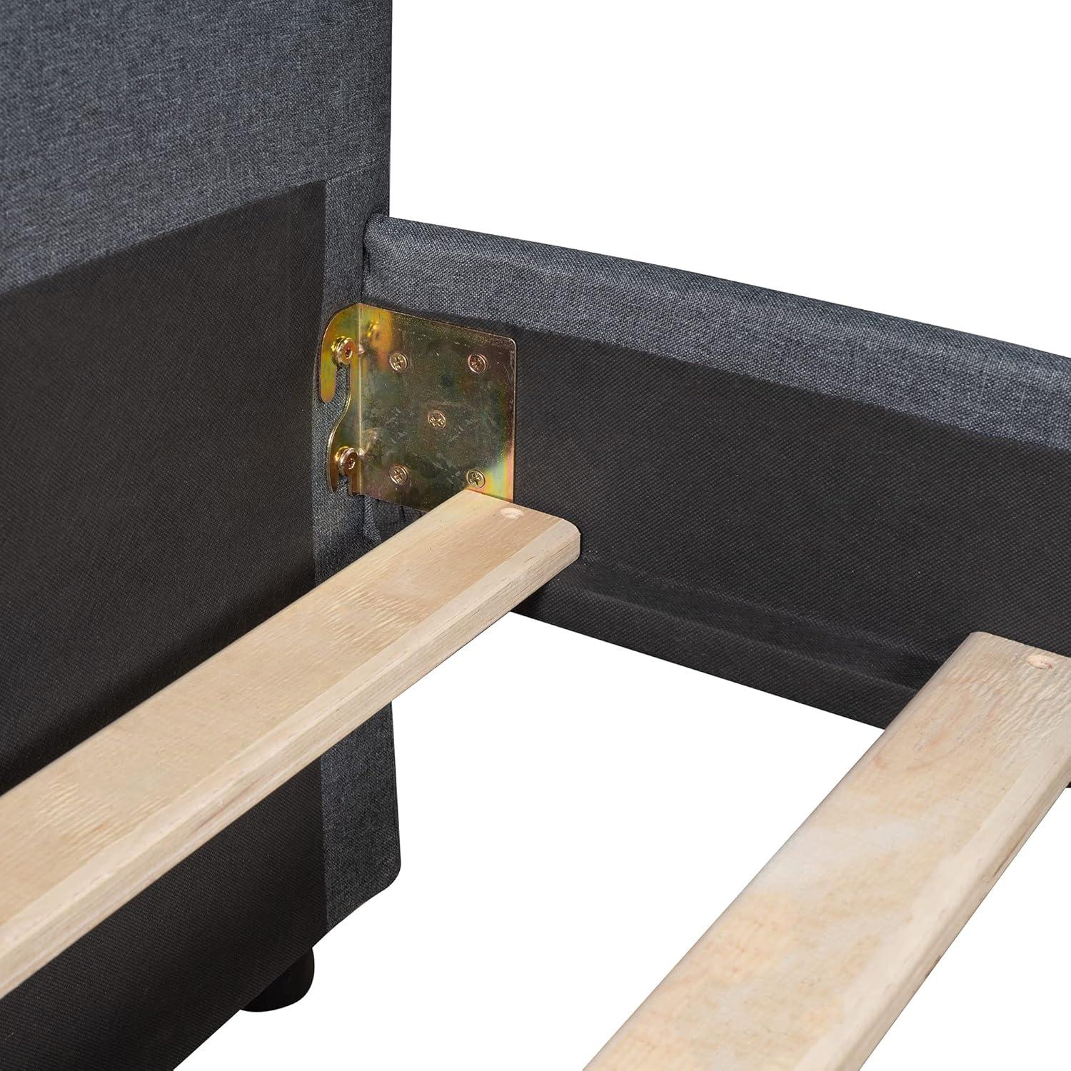 Streamdale Upholstered Twin Size daybed with Two Drawers, Wood Slat Support, Gray