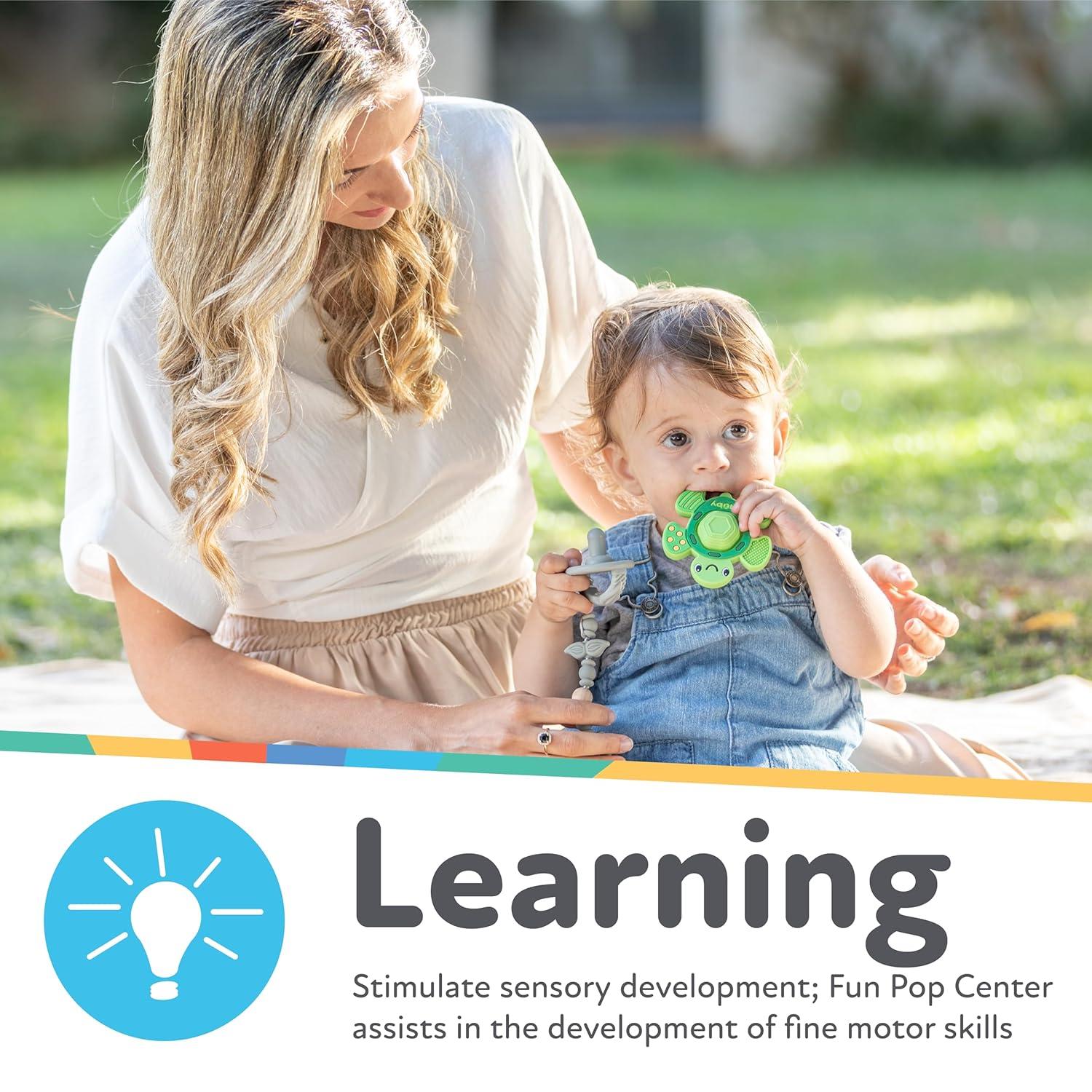 Nuby Teethe N' Pop Sensory Play Silicone Teether for Babies - Turtle Design