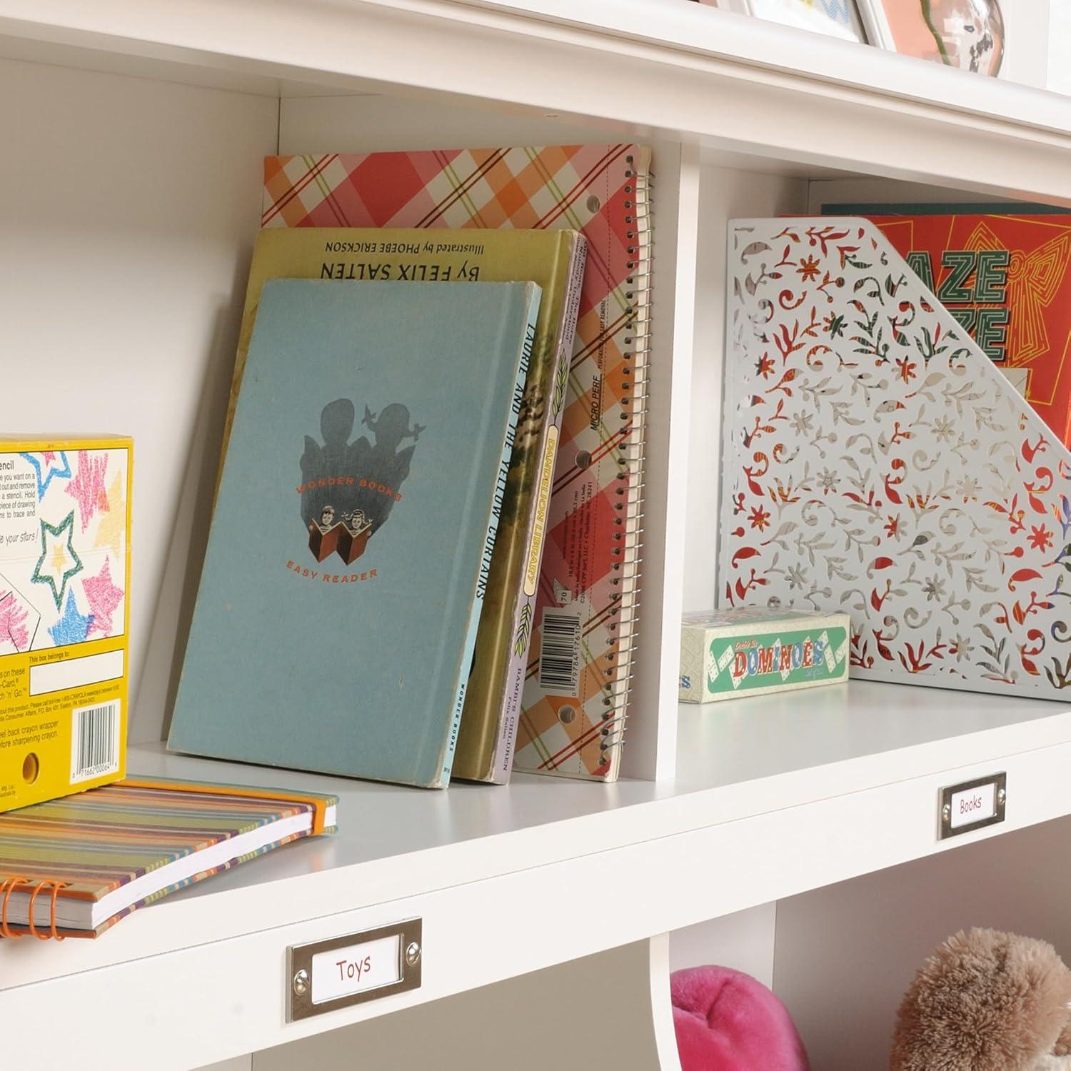 Soft White Kids Bookcase with Cubby Storage