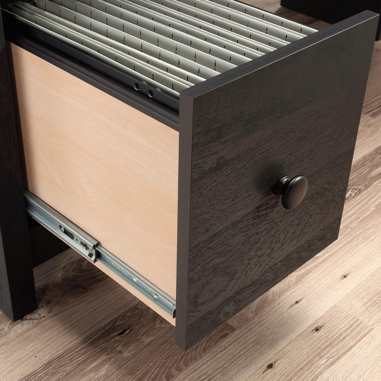 Cannery Bridge L Desk Sindoori Mango - Sauder: Mid-Century Modern Office Furniture with File Storage
