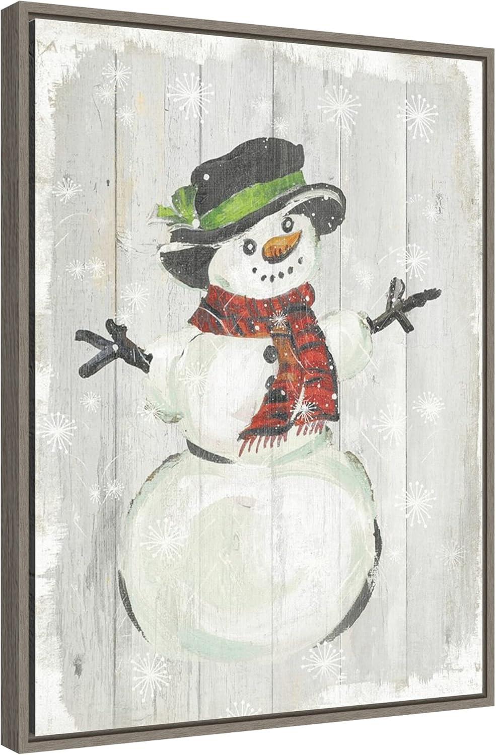 Amanti Art Holiday Snowman Framed Canvas Wall Art Print