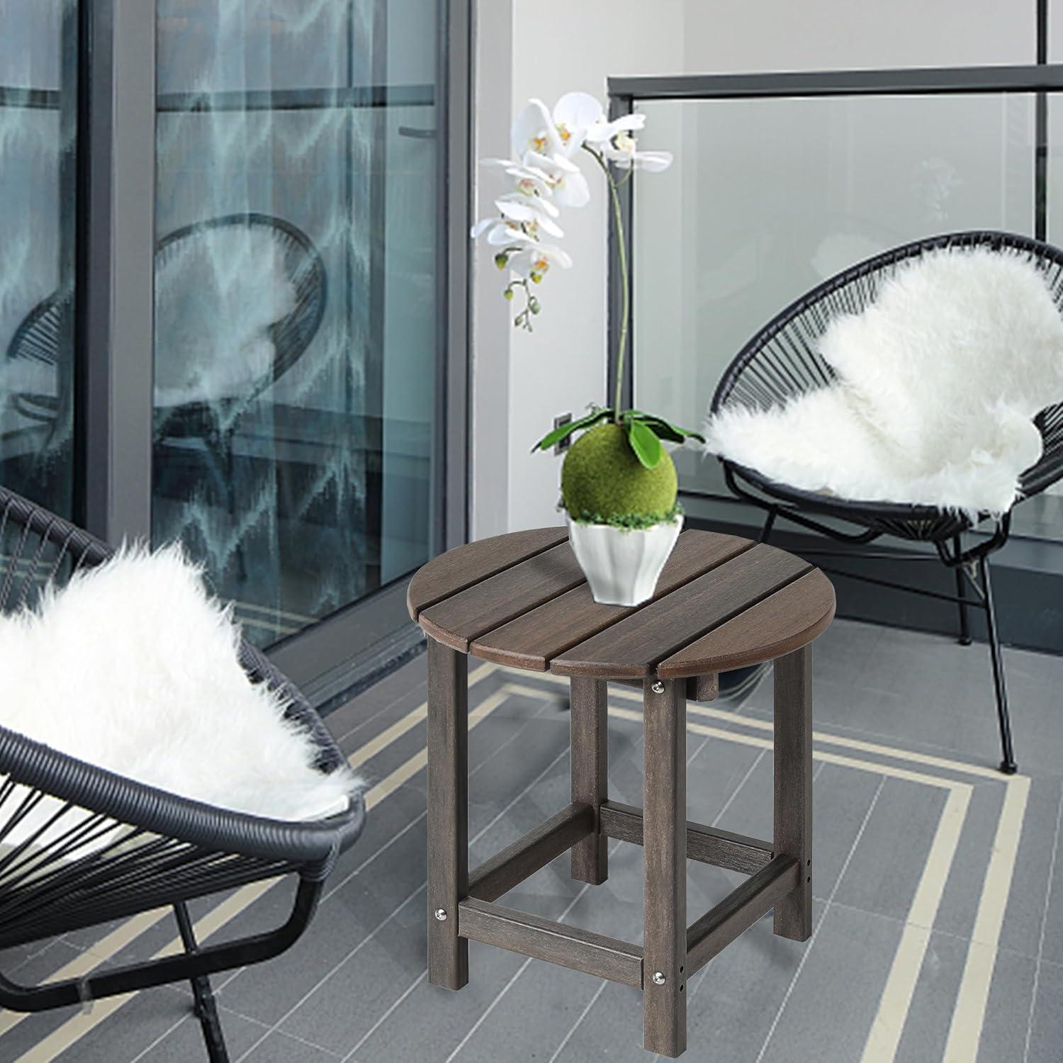 WestinTrends All-Weather Outdoor Patio Round Poly Adirondack Side Table, Orange