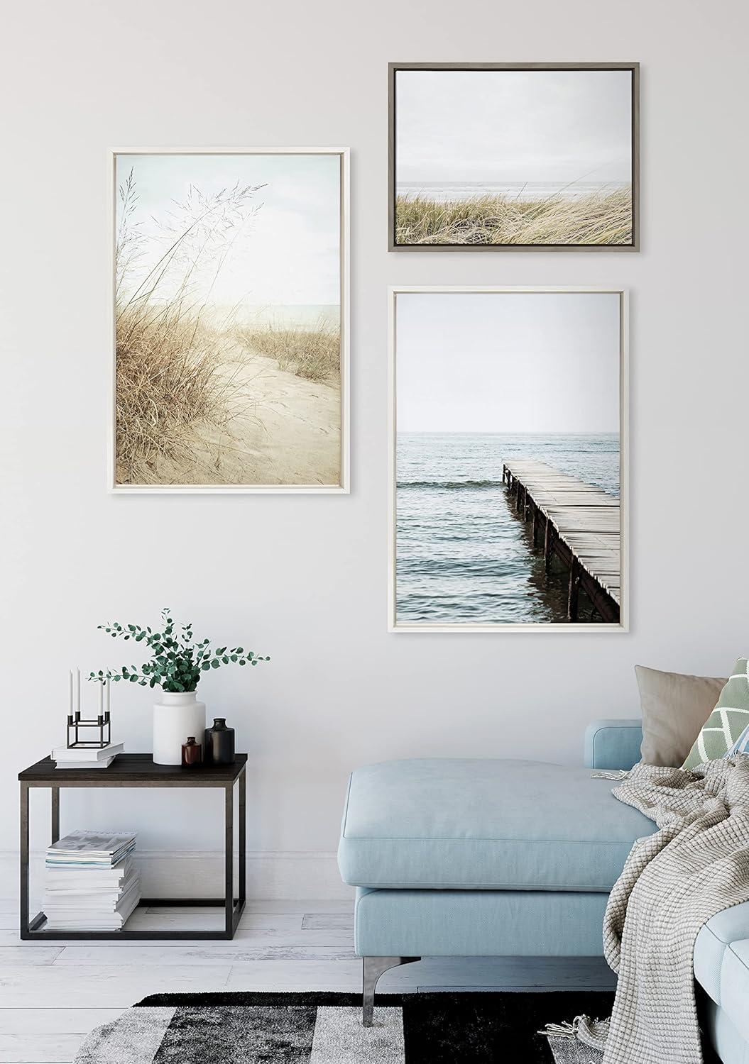 18" x 24" Sylvie East Beach Framed Canvas by Amy Peterson Art Studio Gray - Kate & Laurel All Things Decor: Coastal Style Wall Decor