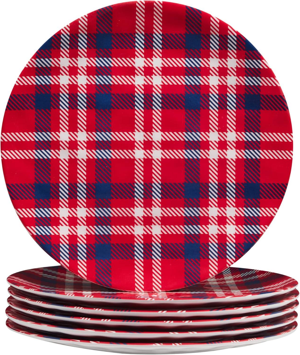 Patriotic Plaid Set/6 Dinner Plate 11"