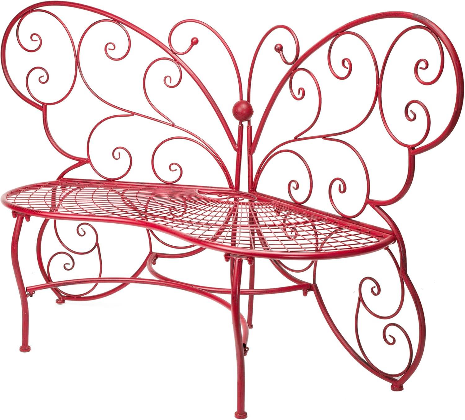 Butterfly Metal Bench Red - Alpine Corporation