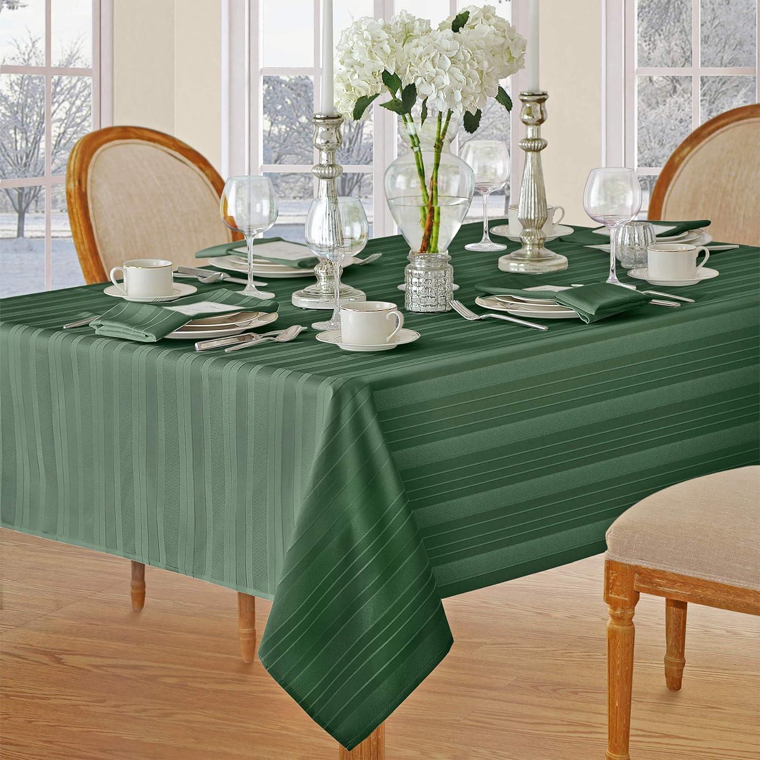 Elrene Denley Stripe Jacquard Stain Resistant Tablecloth ~ Elrene Home Fashions