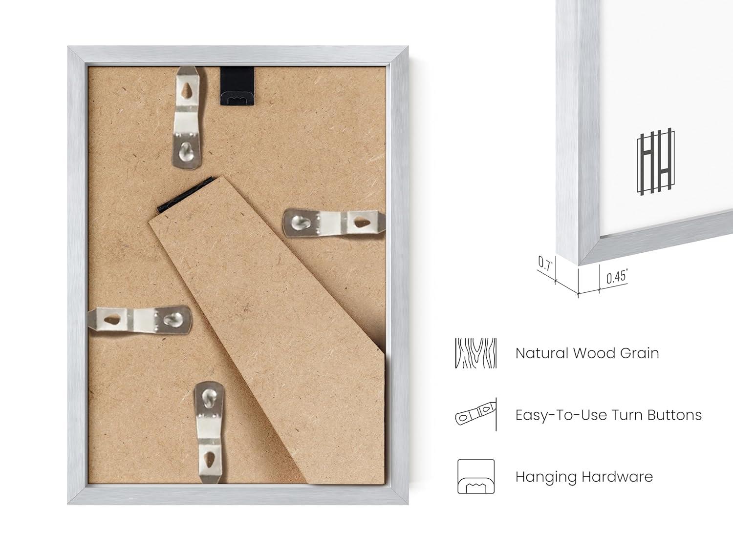 Haus and Hues Metal Picture Frame with Plexiglass Cover, Silver, 4x6