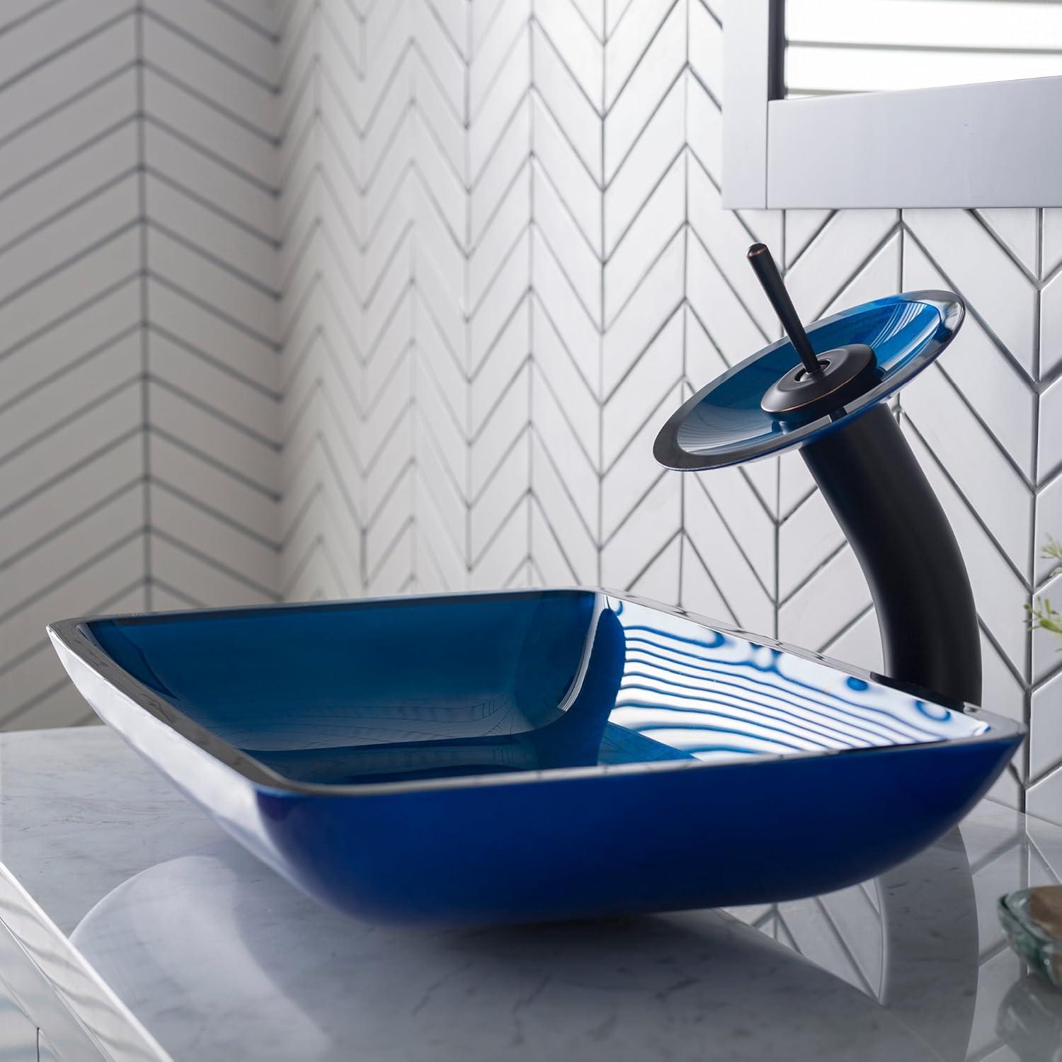 Galaxy Glass Rectangular Vessel Bathroom Sink