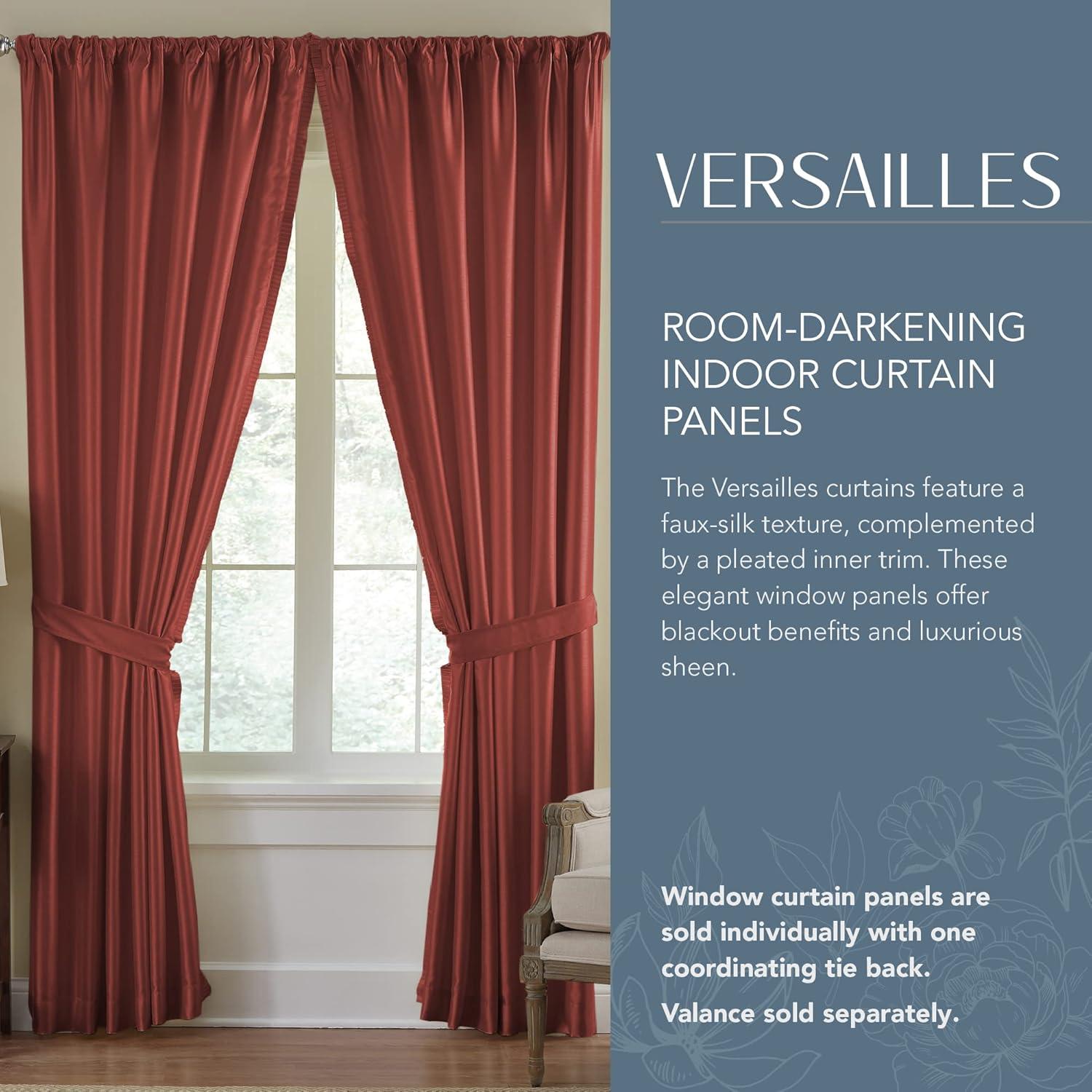 Elrene Versailles Faux Silk Room Darkening Single Window Curtain Panel - Elrene Home Fashions