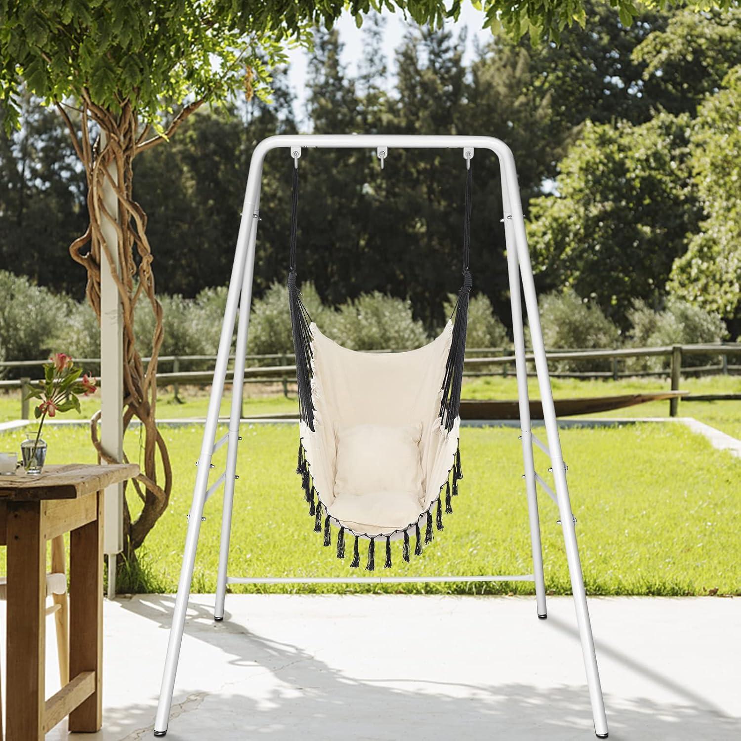 White Powder-Coated Heavy Duty Metal Hammock Chair Stand