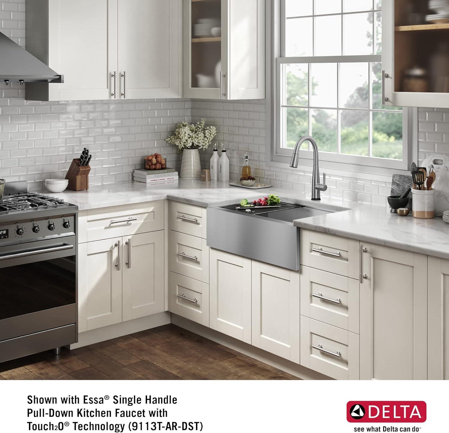 Delta Rivet™ 30" L Workstation Farmhouse Apron Front Kitchen Sink Undermount 16 Gauge Stainless Steel Single Bowl