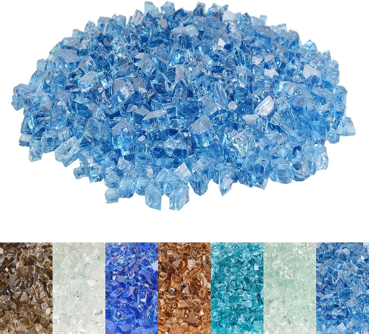 Pacific Blue Tempered Fire Pit Glass, 10 lbs