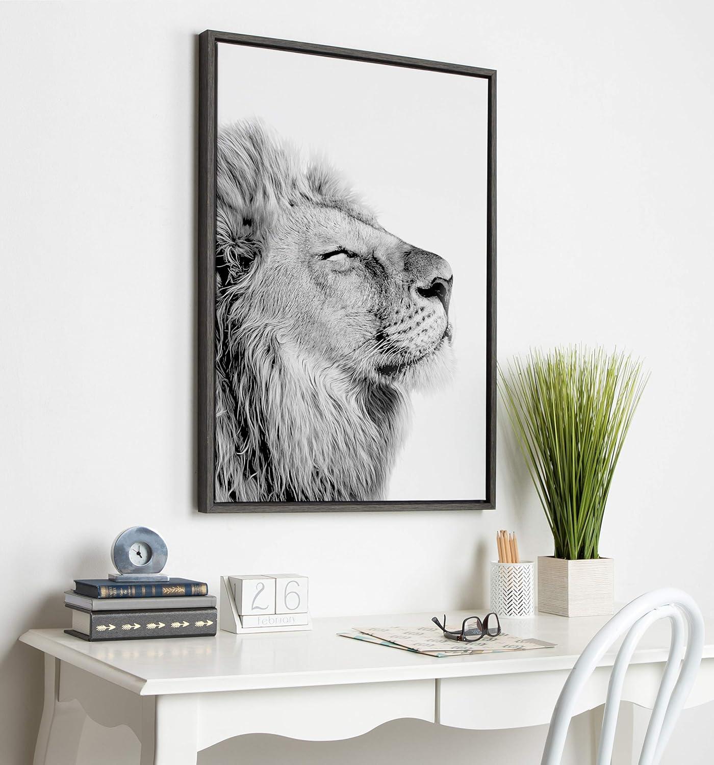 Sylvie Lion Self Actualizing Framed Canvas by Amy Peterson - Kate & Laurel All Things Decor