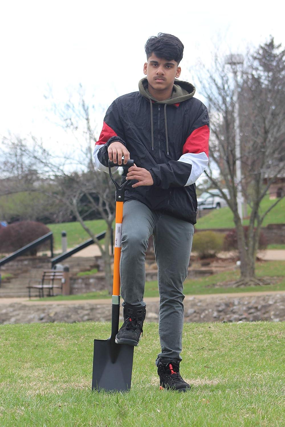 Ashman Online Heavy Duty Spade Shovel - 41 inches Long Orange Metal Shovel With D Grip Handle (1 Pack)