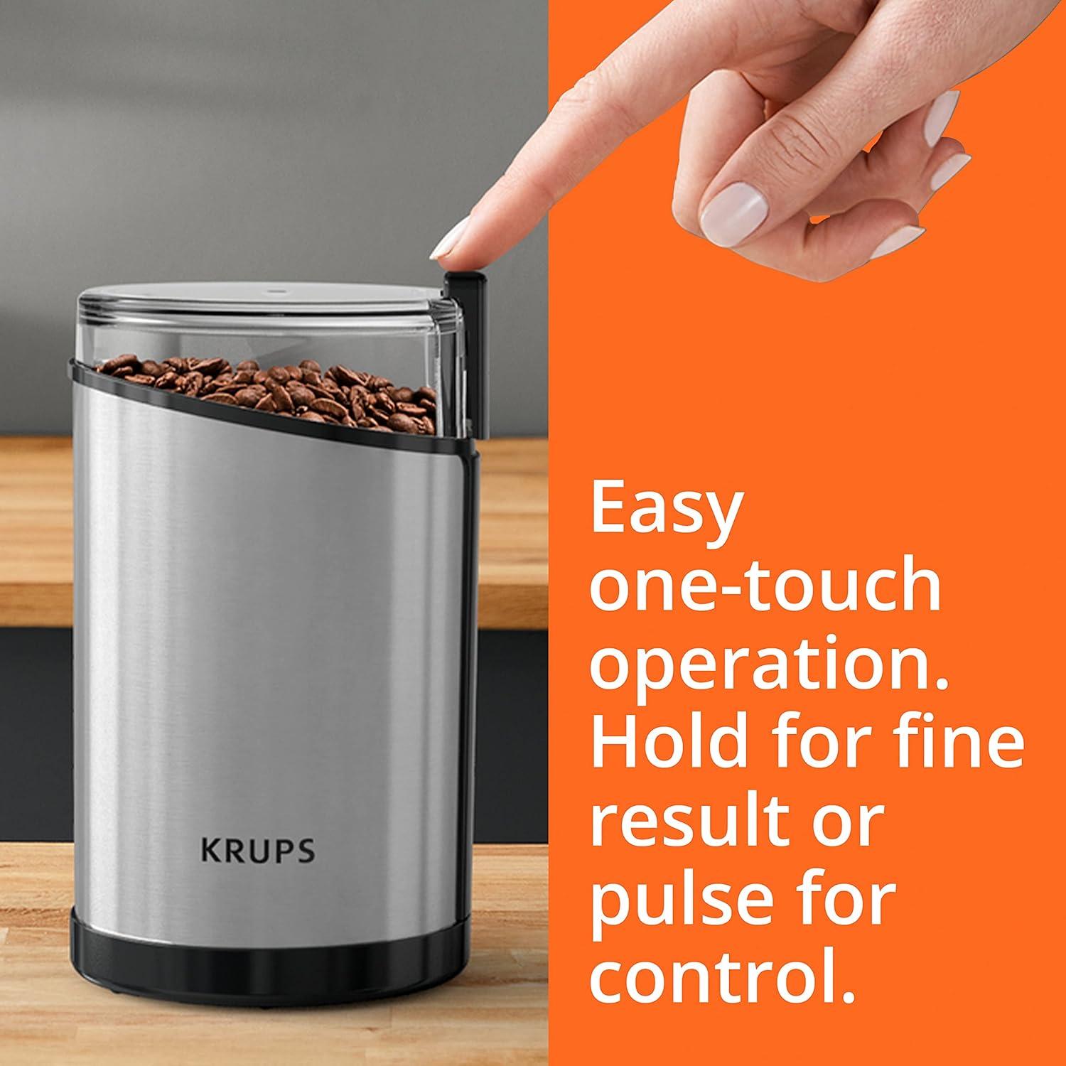 Krups Fast-Touch Stainless Steel Coffee and Spice Grinder, GX204