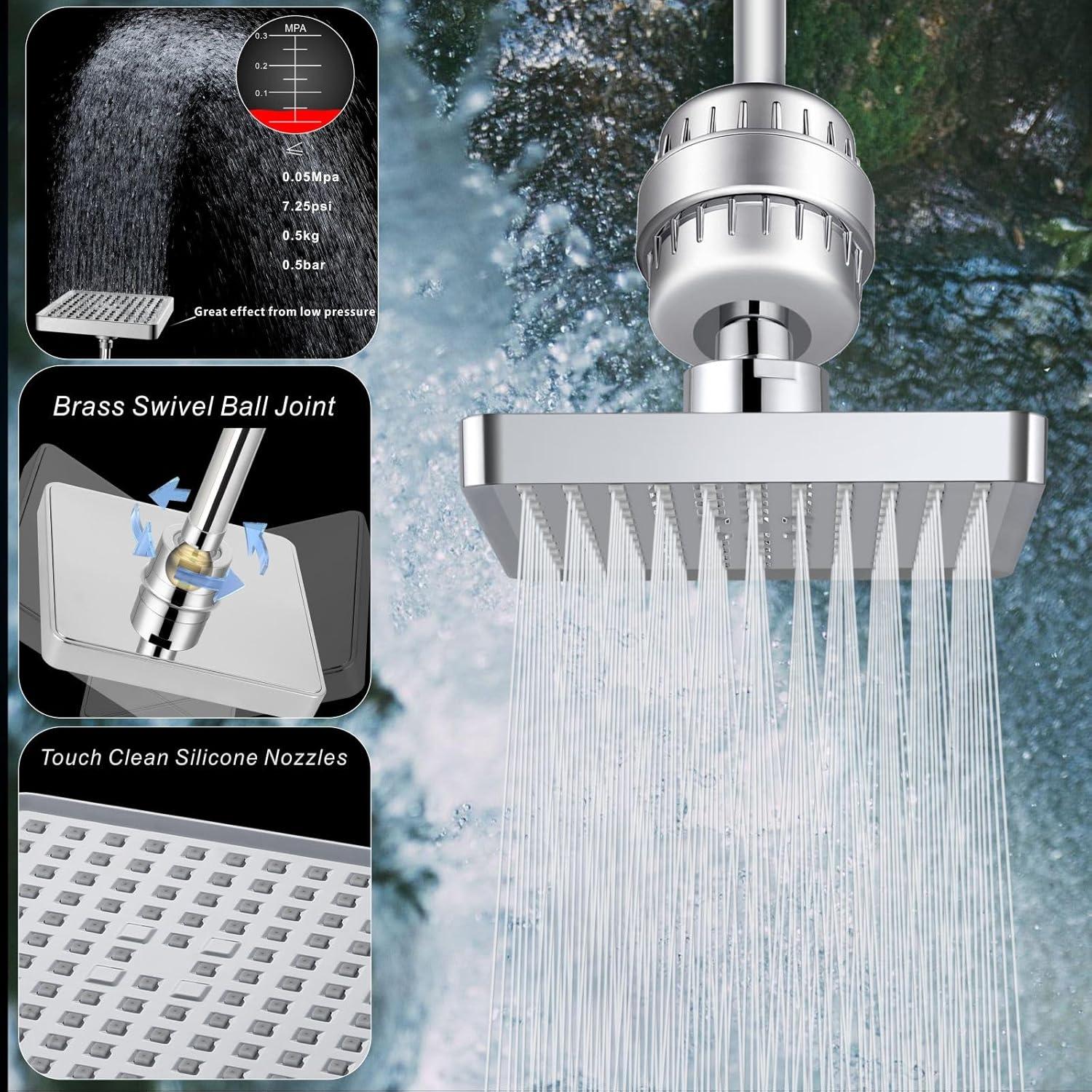 8-Inch Chrome Stainless Steel Rain Shower Head with Filter