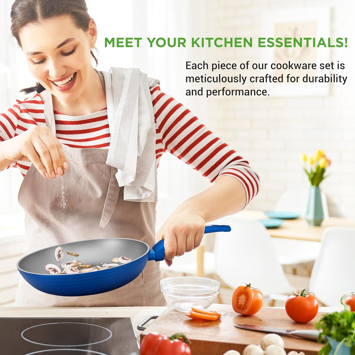 NutriChef 12 - Piece Non-Stick Aluminum Cookware Set