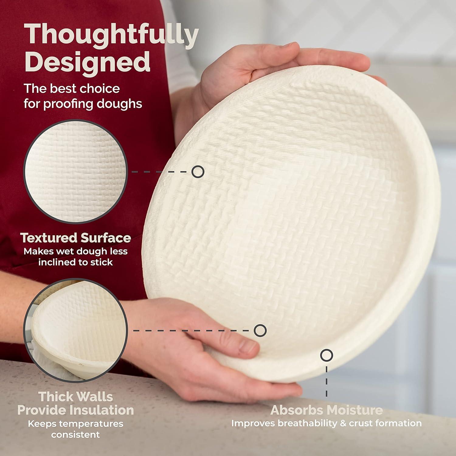 Bread Proofing Basket Spruce Wood Pulp Round 9" Groove, Sourdough Bread Baking Supplies Brotform - Non-Stick Dough Proofing Bowl, Gifts for Bakers, Made in Germany.