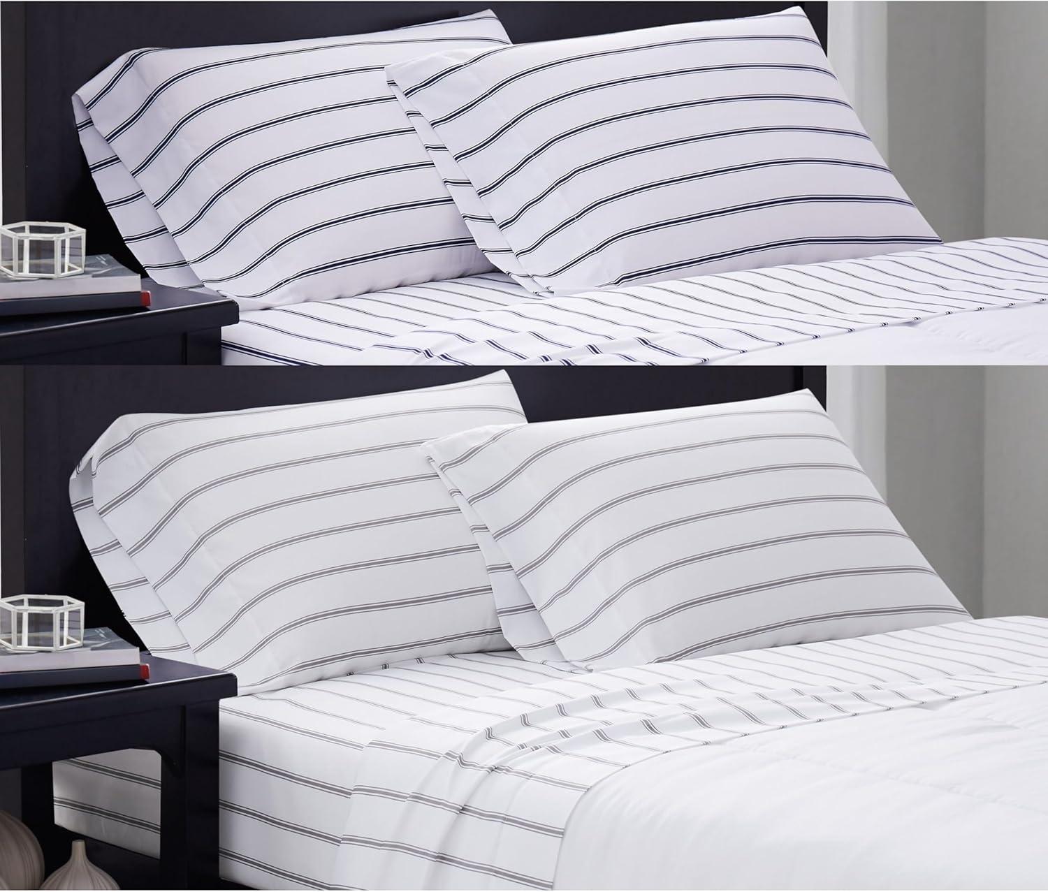 Full Ticking Stripe Sheet Set Navy - Truly Soft