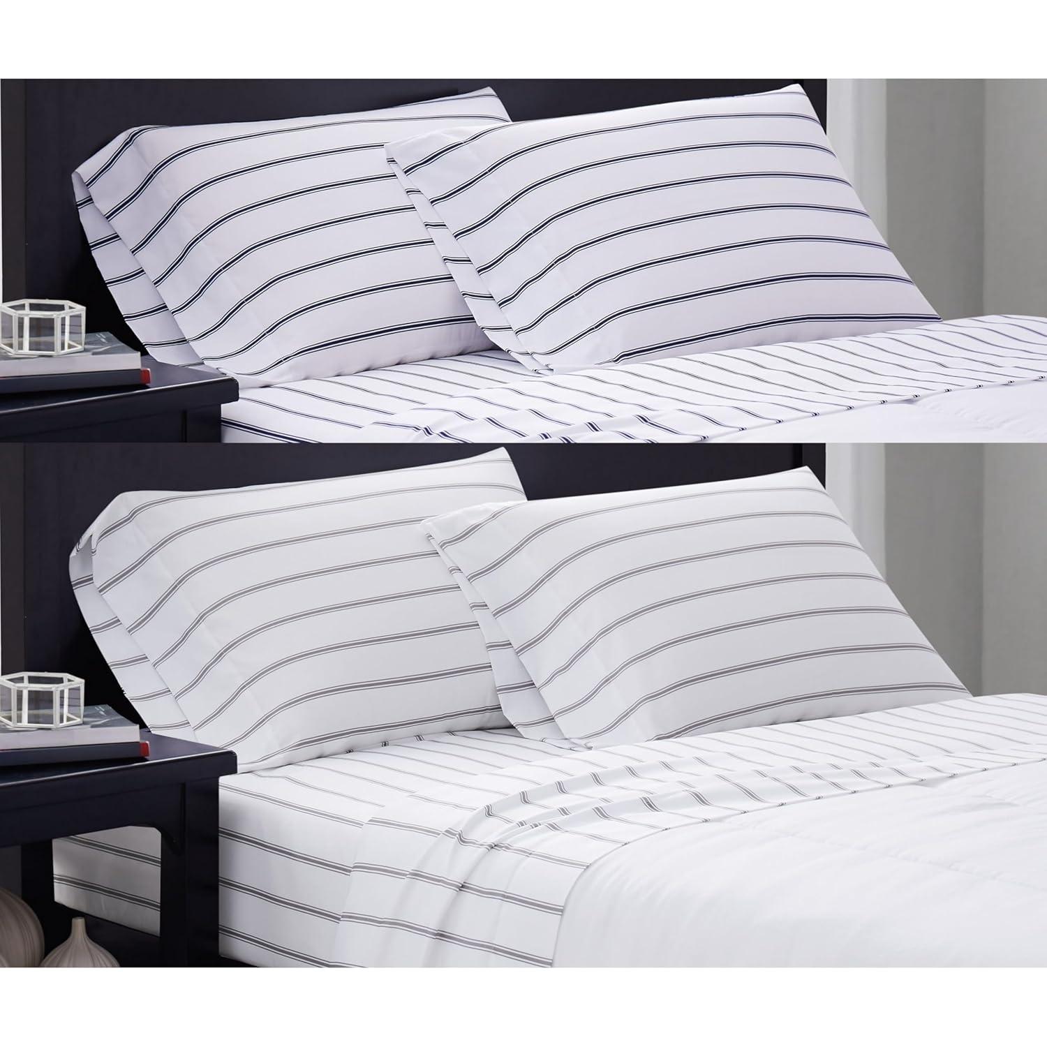 Full Ticking Stripe Sheet Set Navy - Truly Soft