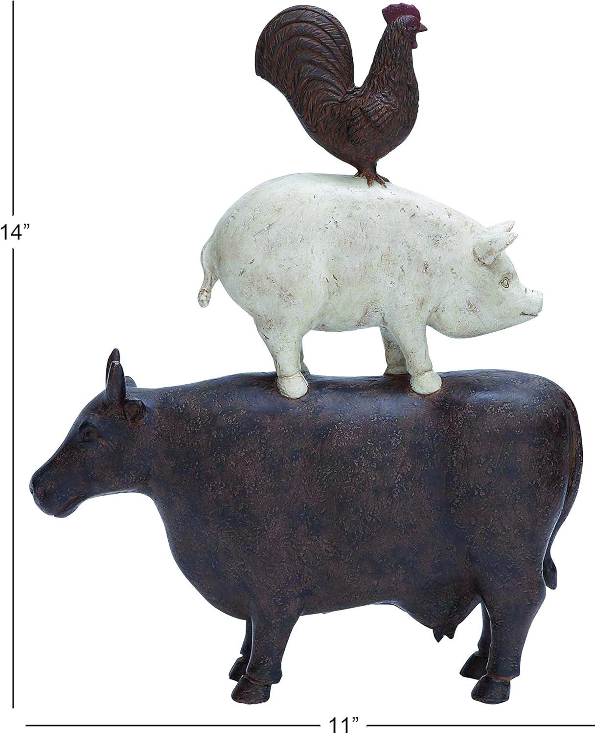 Olivia & May Amazing Animals Stack Sculpture 11"x14": Resin Farm Animal Figurines, Indoor Decorative Object