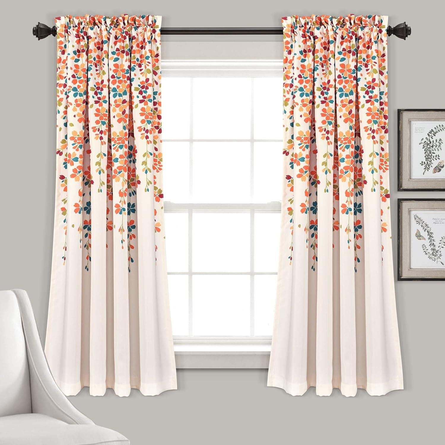 Lush Decor Weeping Flowers Floral Room Darkening Thermal Rod Pocket Curtain Panels (Set of 2)