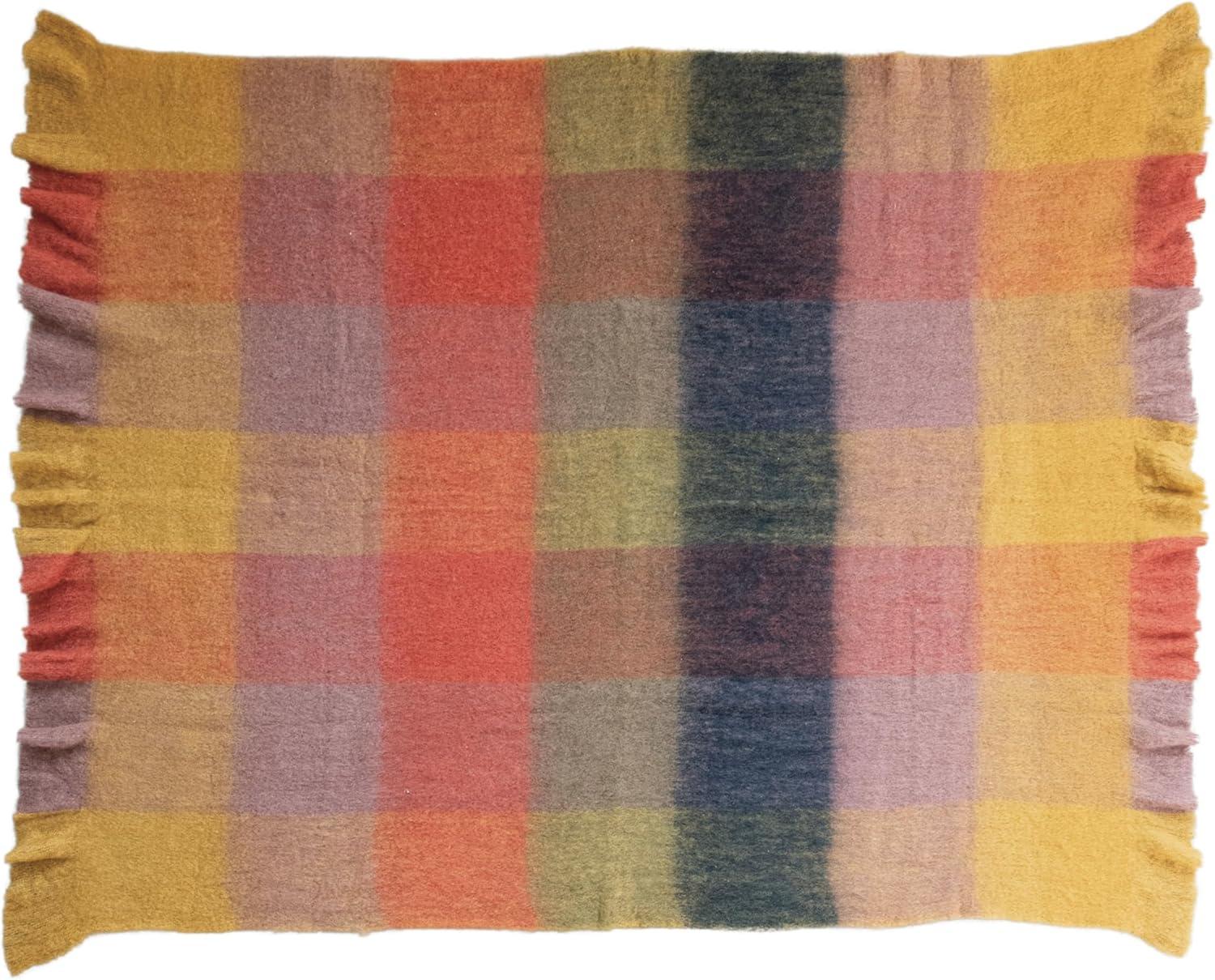 Creative Co-Op Patterned Wool Ruffled Throw Blanket