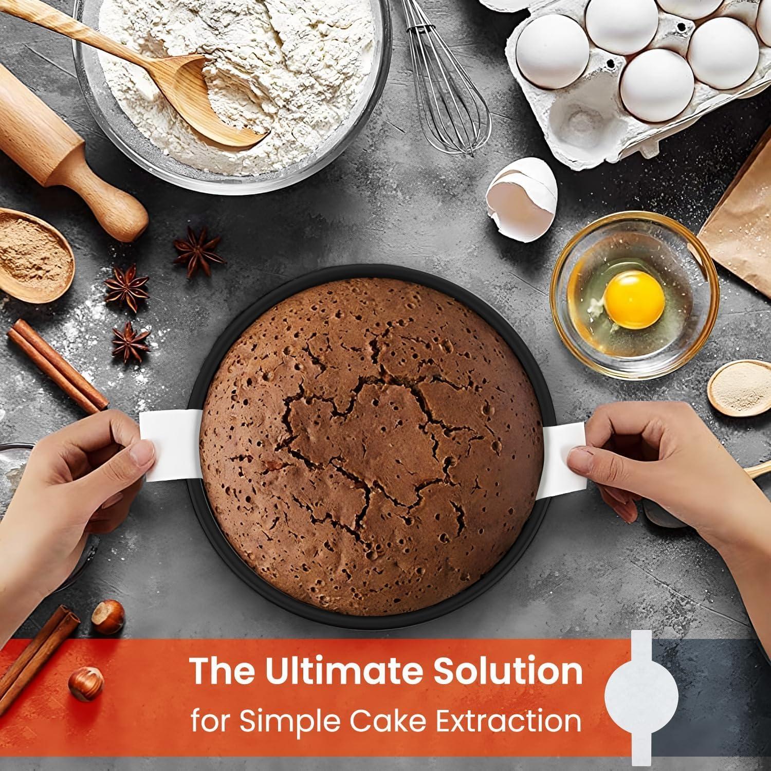 RFAQK 133PCs Round Cake Pans Sets for Baking + Cake Decorating Supplies - 3 Non-Stick 8 Inch Cake Pan with Baking Supplies, Piping Tips, Cake Leveler, Icing Spatula and 35 Parchment Papers with eBook