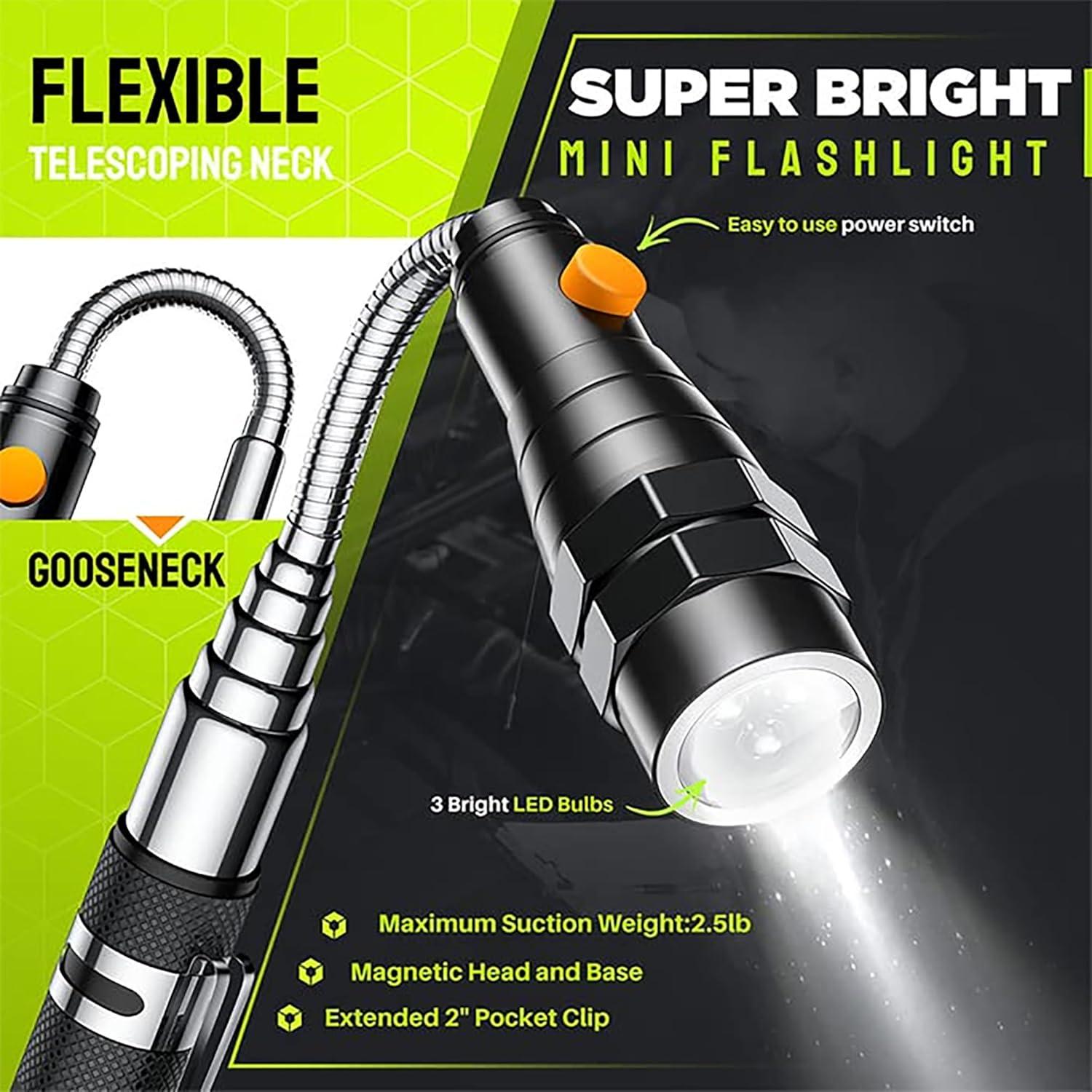 Telescoping Magnetic Pickup Tool with Strong Pull Force: Non-Slip Extendable Magnet Pickup Tool: Telescopic Magnetic Pick-Up Tool with Extra Strong Magnet: Extendable Magnet Stick (Yellow)